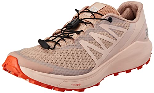 SALOMON Shoes Sense Ride 4, Zapatillas de Trail Running Mujer, Sirocco/Peachy Keen/Red Orange, 40 2/3 EU