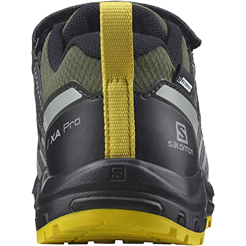 Salomon XA Pro V8 Climasalomon Waterproof (impermeable) unisex-niños Zapatos de trail running, Verde (Olive Night/Black/Sulphur), 30 EU