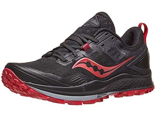 Saucony Women's Peregrine 10 Running Shoe, Black/Barberry, Numeric_11 Wide