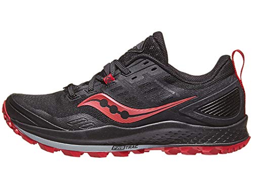 Saucony Women's Peregrine 10 Running Shoe, Black/Barberry, Numeric_11 Wide