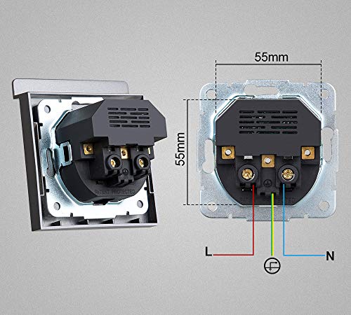 Schuko Enchufe de pared Toma Corriente pared con USB 2.8A Empotrado Enchufe Gris pared con Soporte p