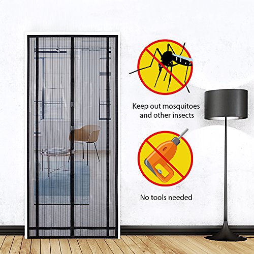 Sekey 220x100cm Cortina Mosquitera magnética para la protección contra insectos, el mosquitera magnético ideal para puerta de balcón, puerta de terraza (se puede cortar en altura y ancho) , negro