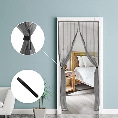 Sekey Cortina Magnética de Puerta a Prueba de Mosquito para Puertas de Madera, Puertas de Hierro, Puertas Metálicas, Puertas del Balcón, Puertas de RV, Cierre Magnético Automático, 80x200 cm, Gris