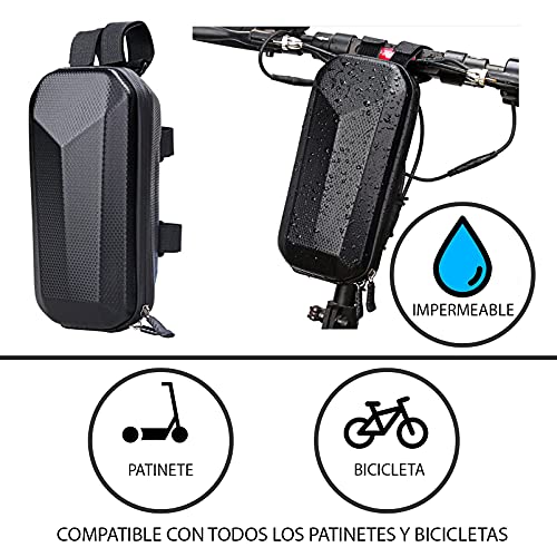 SendingClick - Bolsa para Scooter eléctrico con candado-Bolsa Manillar para patinetes eléctricos-Material Impermeable EVA Concha Dura-Gran Capacidad de Almacenamiento-Candado para Patinete antirrobo