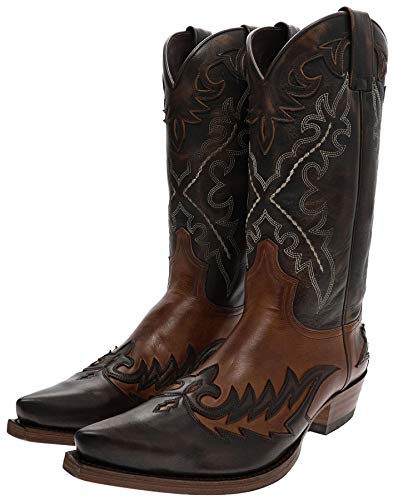 Sendra Boots Botas Cowboy 9669 Marron Western de piel marrón, Tang Usado Marron, 48 EU