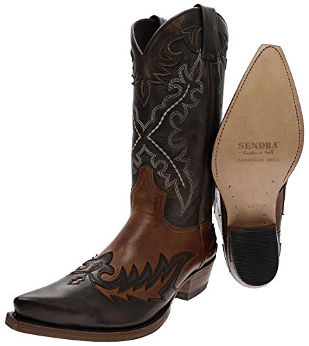 Sendra Boots Botas Cowboy 9669 Marron Western de piel marrón, Tang Usado Marron, 48 EU