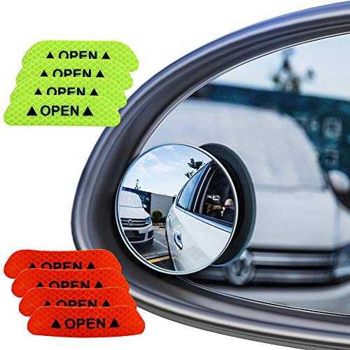 Senven® Espejo De Punto Ciego (4 Paquetes) Adhesivo Reflectante (8 Paquetes) Rimless Hd Cristal Gran Angular Girar Ajustable 360 ° Hd Espejo Retrovisor Universal，Espejo Convexo， - 12 Paquetes