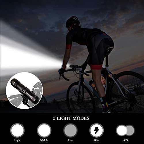 Seutgjie Linternas LED Alta Potencia Recargable 10000 Lumenes Tactica Militar Policial Lanterna con Pilas Recargables Cable USB y Soporte para Bicicleta para Caza Camping