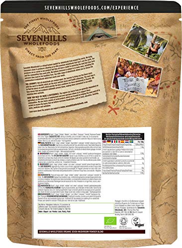 Sevenhills Wholefoods Mezcla de Siete Setas Orgánico En Polvo (Reishi, Chaga, Shiitake, Maitake, Melena De León, Cordyceps, Tremella) 500g