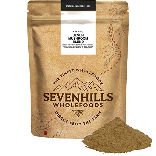 Sevenhills Wholefoods Mezcla de Siete Setas Orgánico En Polvo (Reishi, Chaga, Shiitake, Maitake, Melena De León, Cordyceps, Tremella) 500g