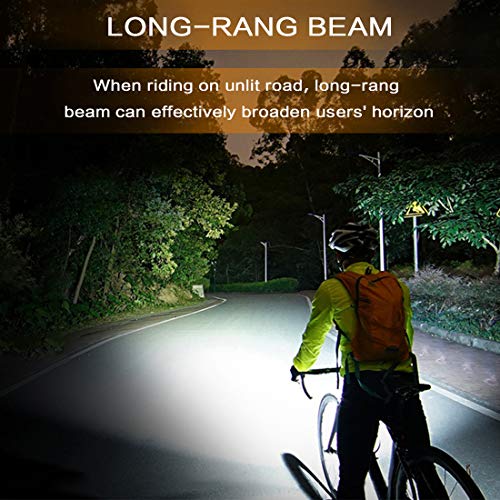 SEWOBYE Luz Bicicleta Led Alta Potencia 2400 Lúmenes, Luces Bicicleta Recargable USB Delantera con Pantalla Led, Luz Bici de Montaña 5 Modes y Luz Bici Trasera