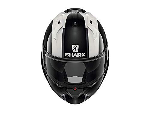 SHARK EVO ES Endless Casco de Moto, Hombre, Negro/Blanco/Rojo, Large