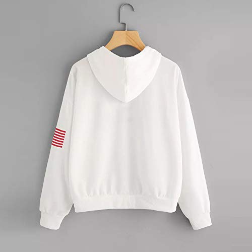 SHOBDW LiquidacióN De Mujer con Capucha Carta Bandera Impresa De Mujer Sudadera con Capucha Manga Larga OtoñO Invierno Manga Larga Tops De Blusa(Blanco,S)