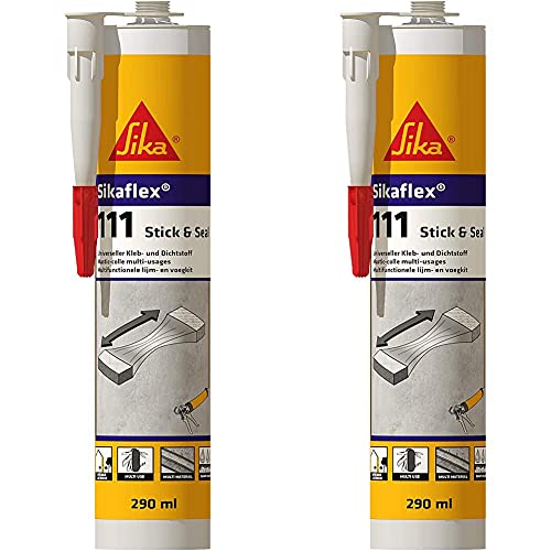 SIKA flex-111 Stick & Seal, Marrón, Adhesivo Y Sellador Flexible, Masilla Multiuso+ flex-111 Stick & Seal, Negro, Adhesivo Y Sellador Flexible, Masilla Multiuso,Juntas Interiores Y Exteriores, 290Ml