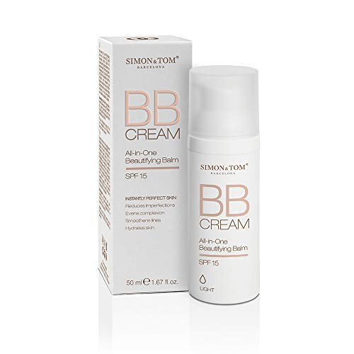 Simon&Tom BB Cream Light - Base de Maquillaje - Hidrata, Corrige & Alisa la Piel - Reduce Imperfecciones - Con Protección Solar SPF 15 - Tono CLARO - Hecho en España - 50ml