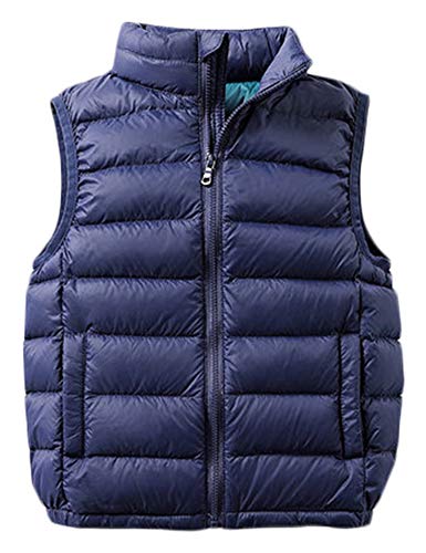 SK Studio Bebé Chaleco de Abajo Infantil Chaleco de Plumas Invierno Encapuchado Chaquetas Acolchado Ligero sin Mangas Abrigo Azul marino, 9-10 años