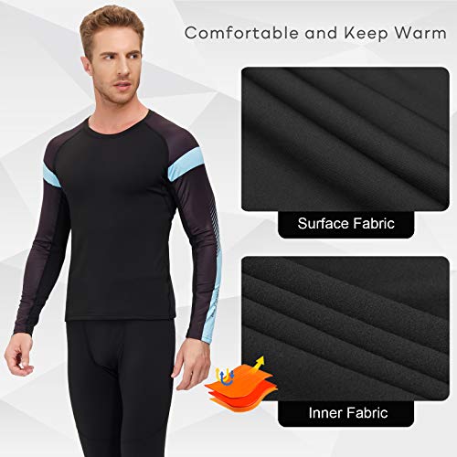 SKYSPER Ropa Interior Térmica Hombre Conjuntos Térmicos Camiseta Térmica Manga Larga Pantalones Largos de Compresión Hombre Deportes Termo Invierno Otoño para Running Esquí Montaña Ciclismo Fitness