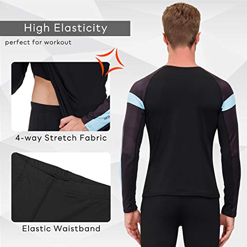 SKYSPER Ropa Interior Térmica Hombre Conjuntos Térmicos Camiseta Térmica Manga Larga Pantalones Largos de Compresión Hombre Deportes Termo Invierno Otoño para Running Esquí Montaña Ciclismo Fitness