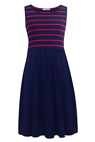 Smallshow Mujer Vestido de Lactancia de Maternidad, en Capas, con Bolsillos Navy Wine Stripe-Navy Large