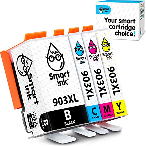 Smart Ink Reemplazo Compatible del Cartucho de Tinta para HP 903 XL 903XL High Yield 4 Pack (Black XL & C/M/Y) con tecnología de Chip avanzado Cartuchos para HP OfficeJet Pro 6950 6960 6970 Impresora