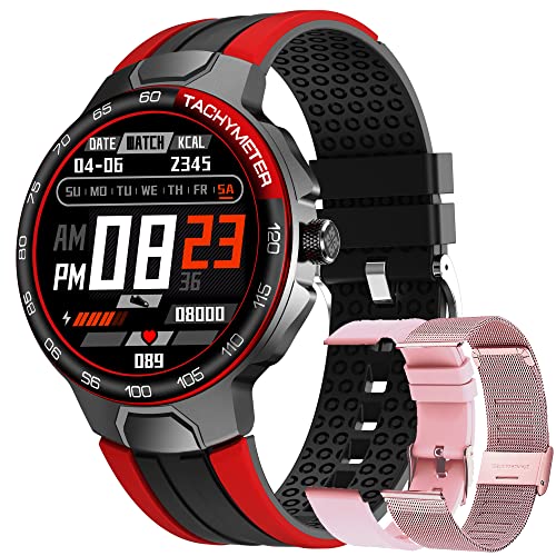 Smartwatch Relojes Inteligentes Hombre, Reloj Inteligente con Pulsómetro, Cronómetros, Calorías, Monitor de Sueño, Impermeable IP68 Reloj Deportivo para Android iOS (Rojo)