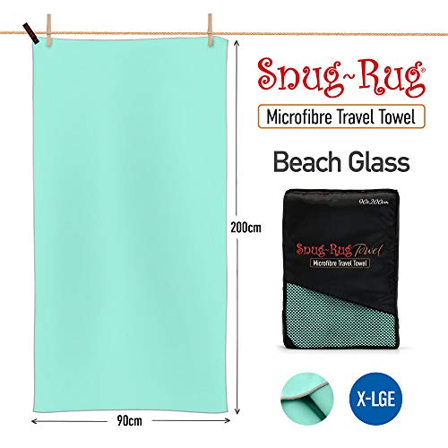 Snug Rug Toalla de microfibra - Super absorbente Secado rápido Ligero Compacto Viaje - Antibacteriano Natación Deportes Viajes a prueba de arena Toallas de playa, microfibra Turquoise, XL 200 x 90cm