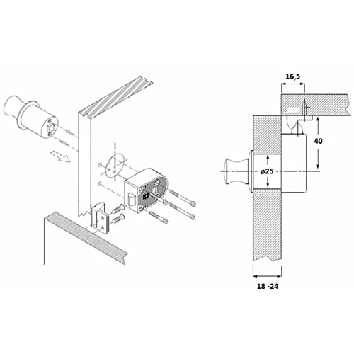 SO-TECH® Push-Lock Cerradura de Muebles CAMPIA Acabado en Acero Fino Mate / Cerradura de Presión / Tranca de la Puerta para Caravana y Barca