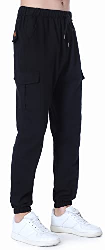 Socluer Hombre Pantalones de Carga Deportiva de Talla Grande Pantalones Largo con Bolsillos Pantalones Cinturón de Cintura elástico Casuales Pantalones