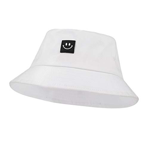 Sombrero del Pescador Algodón Plegable Bucket Hat Al Aire Libre Visera para Senderismo Camping y Playa 56-58 cm Blanco