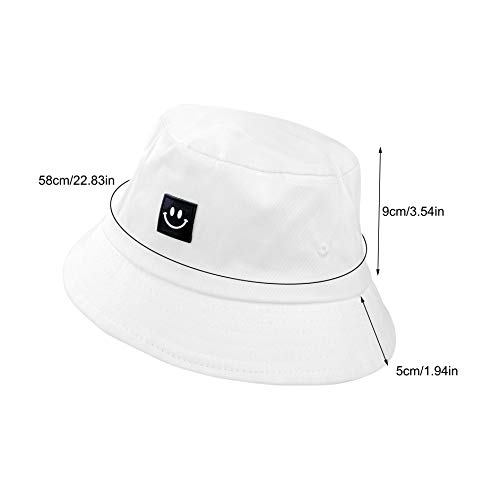 Sombrero del Pescador Algodón Plegable Bucket Hat Al Aire Libre Visera para Senderismo Camping y Playa 56-58 cm Blanco