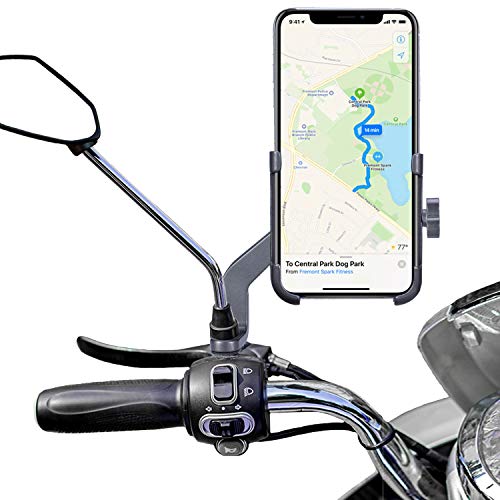 Soporte Móvil Moto, Homeet Soporte Telefono Motocicleta Universal Aleación de Aluminio 360 Rotación Soporte Moto Retrovisor Antideslizante para 4"-7.2" Telefono y GPS