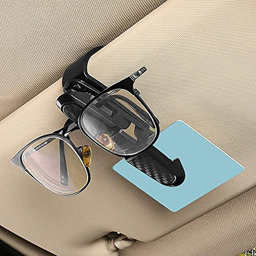 Soportes para gafas de coche, 2 piezas con clip para visera solar, clip para gafas de sol, soporte para gafas de sol con clip para tarjeta, negro