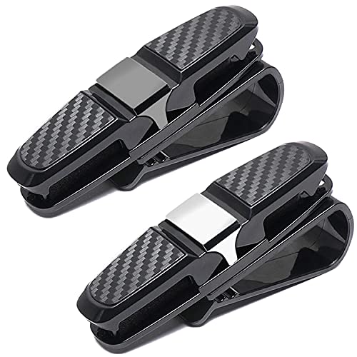 Soportes para gafas de coche, 2 piezas con clip para visera solar, clip para gafas de sol, soporte para gafas de sol con clip para tarjeta, negro