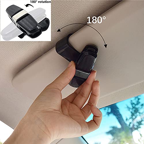 Soportes para gafas de coche, 2 piezas con clip para visera solar, clip para gafas de sol, soporte para gafas de sol con clip para tarjeta, negro