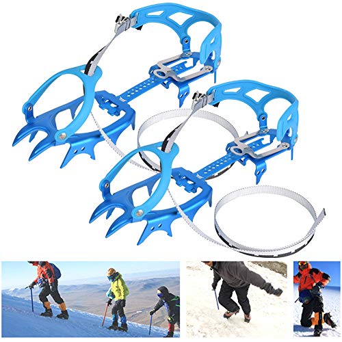 Sora Crampones de Clavos de Escalada, Tacos de tracción para Nieve de aleación de Aluminio de 14 Dientes, Alta Resistencia para Caminar sobre Nieve/Hielo((43.5 Yards Blue))