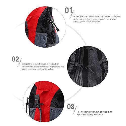 Soran Mochila, Mochila Deportiva sin Esfuerzo Impermeable Antiarañazos Diseño Tridimensional para Escalada para Senderismo para Acampar(Rojo)