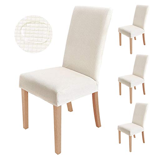 sorliva Fundas para Sillas Pack de 4 Fundas Sillas Comedor Fundas Protectoras para Sillas Lavables Comedor Decoración de Elástica para sillas para Banquetes Oficina Hogar Restaurante Bar (Beige)