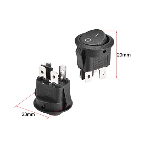 sourcing map Interruptor basculante de bote de palanca redondo de 4 pines de Encendido/Apagado AC250V/6A 125V/10A 2uds