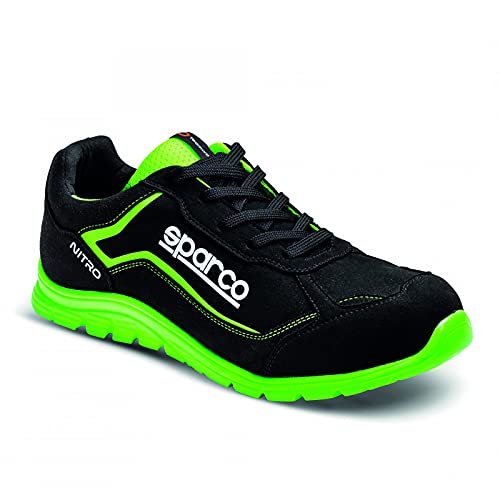 Sparco 0752241NRVF, Teamwork Scarpa Antinfortunistica Da Lavoro-Bassa per UOMO E Donna-Nitro-S3 SRC, Botas de Seguridad y contra Incendios Unisex Adulto, Nero/Verde, 41 EU, Multicolor, 42/50