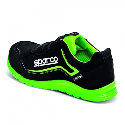 Sparco 0752241NRVF, Teamwork Scarpa Antinfortunistica Da Lavoro-Bassa per UOMO E Donna-Nitro-S3 SRC, Botas de Seguridad y contra Incendios Unisex Adulto, Nero/Verde, 41 EU, Multicolor, 42/50