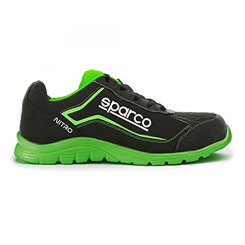 Sparco 0752241NRVF, Teamwork Scarpa Antinfortunistica Da Lavoro-Bassa per UOMO E Donna-Nitro-S3 SRC, Botas de Seguridad y contra Incendios Unisex Adulto, Nero/Verde, 41 EU, Multicolor, 42/50