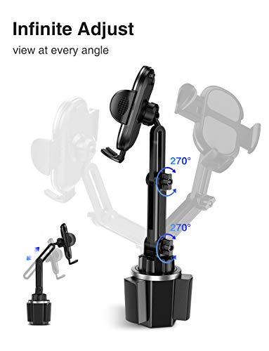 SPARIN Soporte para Vaso Ajustable Universal para Coche portátil Soporte para Coche para teléfonos celulares Soporte para teléfono con Soporte para Taza para automóvil Negro