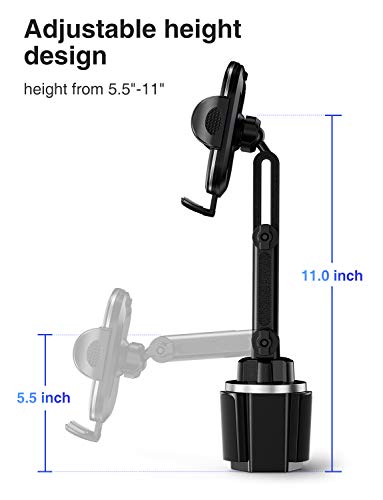 SPARIN Soporte para Vaso Ajustable Universal para Coche portátil Soporte para Coche para teléfonos celulares Soporte para teléfono con Soporte para Taza para automóvil Negro