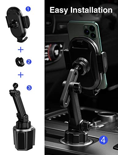 SPARIN Soporte para Vaso Ajustable Universal para Coche portátil Soporte para Coche para teléfonos celulares Soporte para teléfono con Soporte para Taza para automóvil Negro