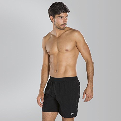 Speedo Solid Leisure 16 Elast. Waist Traje De Baño Hombre, Hombre, Solid Black (Solid Blk), L