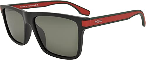 SQUAD Gafas de sol Polarizadas hombres y mujeres Adultos Cuadradas Clásico Estilo Vintage 100% Protección UV400 Montura Goma Negra Mate