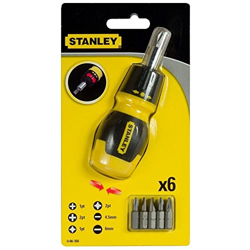 STANLEY 0-66-358 - Destornillador con carraca, magnético, 6 puntas