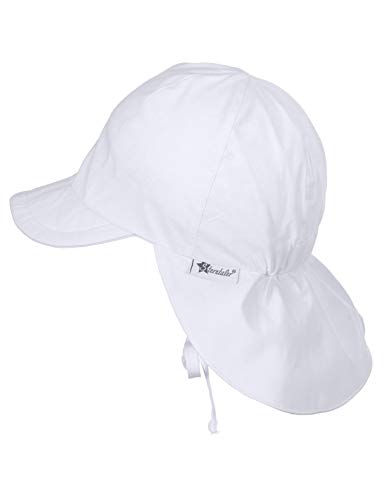 Sterntaler Gorro con visera y protector de cuello, Con cintas, Edad: 12-18 meses, Tamaño: 49, Blanco