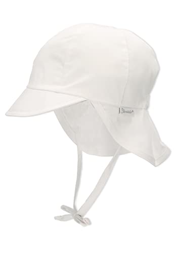 Sterntaler Gorro con visera y protector de cuello, Con cintas, Edad: 12-18 meses, Tamaño: 49, Blanco