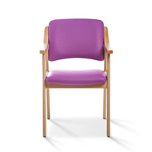 SUENOSZZZ - Silla Altea de Madera de Haya, Polipiel Color Fucsia. Sillas para Comedor/Salon/habitacion | Silla geriatrica | Silla Madera | Mueble para recepcion | Silla Oficina | Sillas de Espera